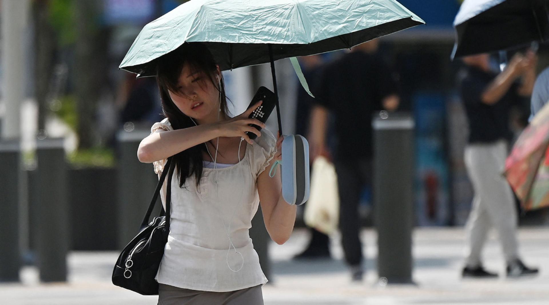 首尔热力无法挡，一名少女烈日下被“烤”。
