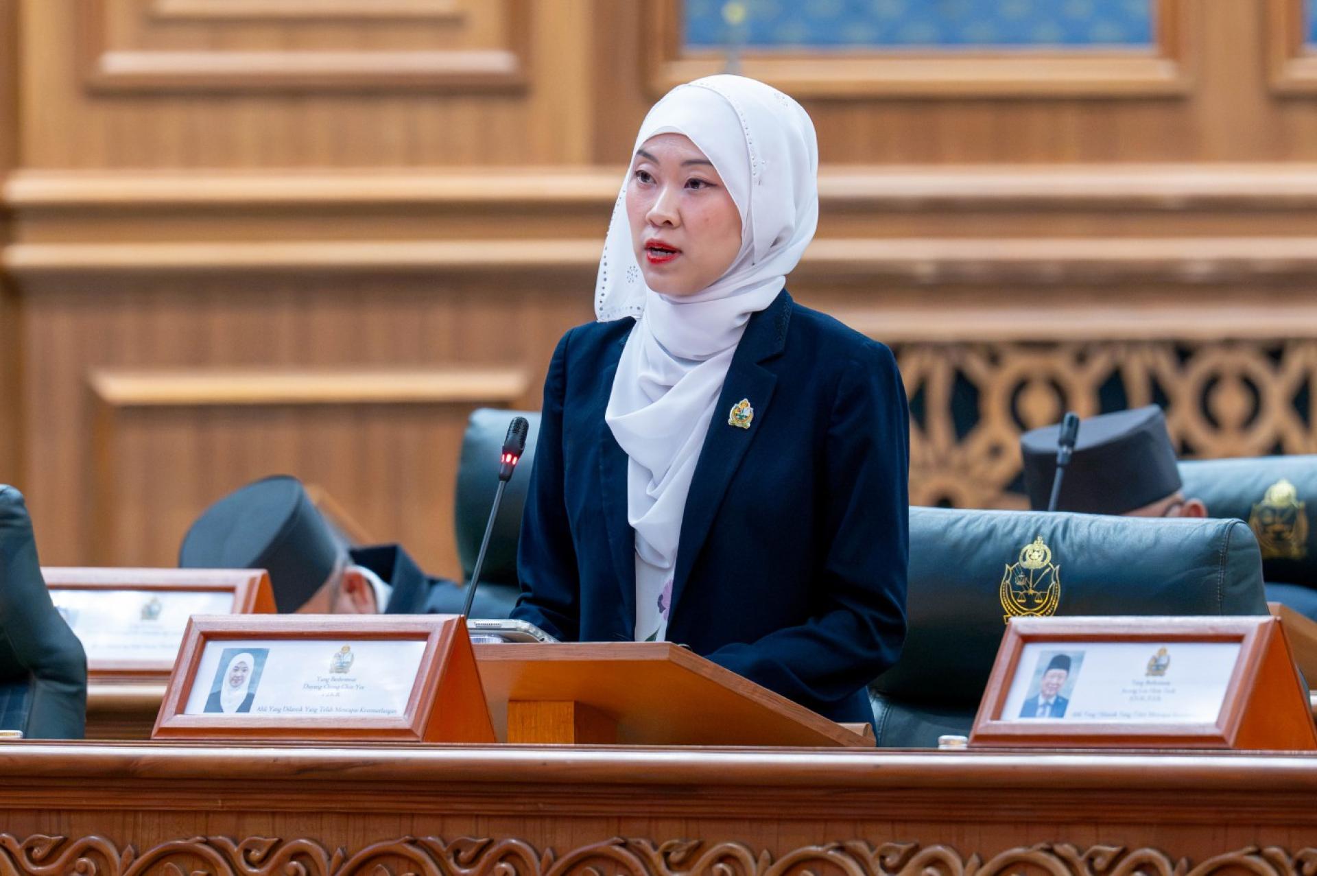 国会议员庄静宜在国会休会上发表谈话