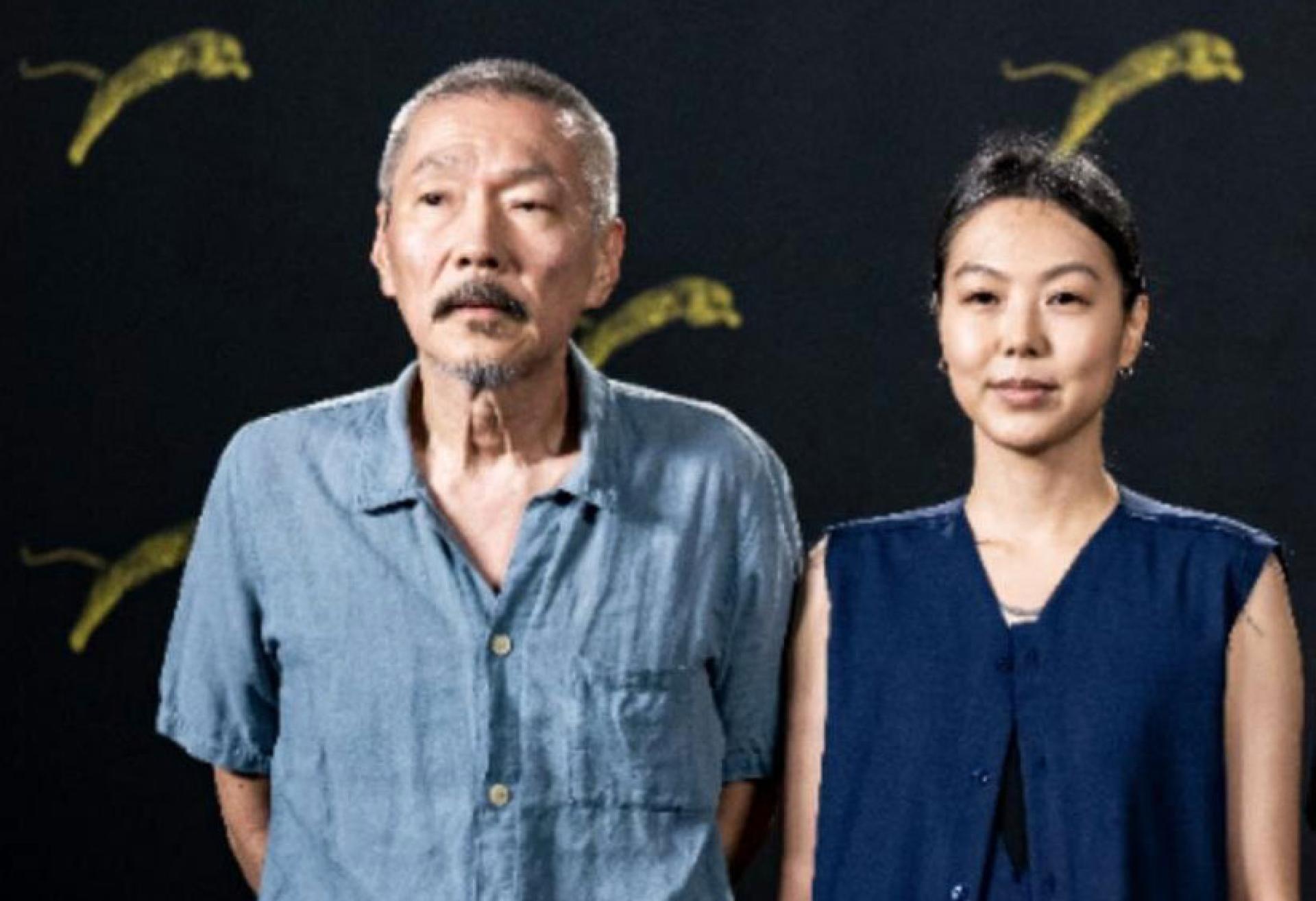 洪尚秀(左)和金珉禧一同出席瑞士洛迦诺国际电影节。