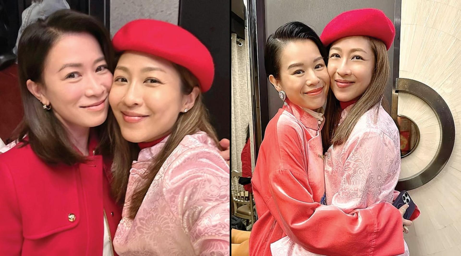 （左图）佘诗曼与陈敏之贴脸合照，足见好感情。（右图）胡杏儿同样在场，却未与佘诗曼合照。